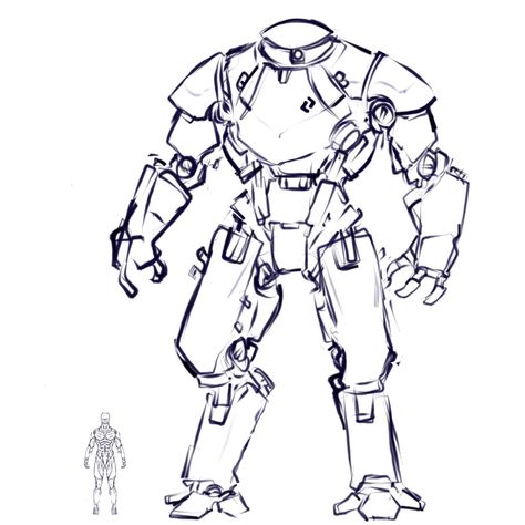 Engineer Art Drawing, Mech Drawing Reference, Alien Body Concept Art, Robot Reference Drawings, Robot Drawing Reference, How To Draw Mecha, Mech Design Concept Art, How To Draw Robots, Mech Head