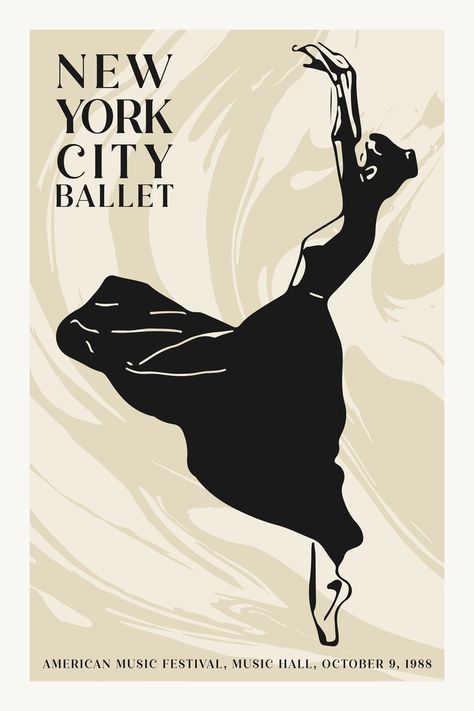 Ballet Poster, Etsy Poster, Dance Wall Art, Ballet Posters, New York City Ballet, American Ballet Theatre, Paris Poster, Ballet Art, Poster Music