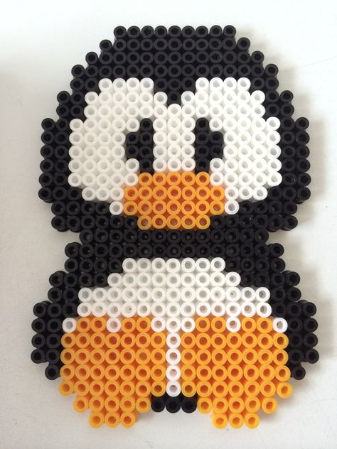 Penguin hama perler beads by Louise Nielsen Penguin Perler Bead Patterns, Perler Penguin, Perler Bead Designs, Beads Perler, Hamma Beads Ideas, Pearl Beads Pattern, Easy Perler Beads Ideas, Fuse Bead Patterns, Hama Beads Design