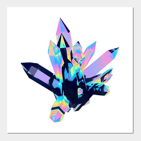 Holographic Crystals, Holo Aesthetic, Holographic Aesthetic, Color Animation, Holographic Art, Crystal Drawing, Trippy Designs, Peaceful Place, Rose Drawing