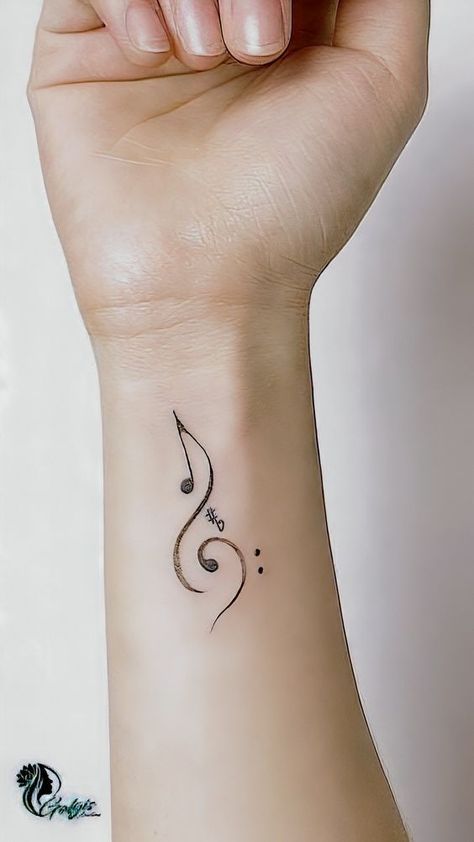 Minimal Music Note Tattoo, Henna Music Designs, Music Inspired Tattoos For Women, Violin Tattoo Ideas, Music Tattoo Ideas Unique, Musical Note Tattoo, Ukulele Tattoo, Small Music Tattoos, Violin Tattoo