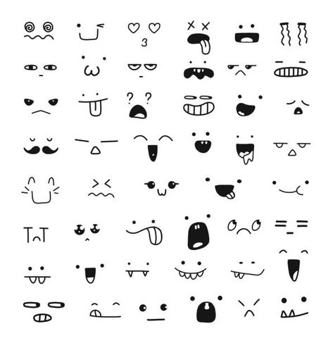 My Entertainment - Cute Animation Faces 88F Happy Face Drawing, Sick Emoji, Cute Emoticon, Face Doodles, Doodle Art For Beginners, Smile Drawing, Face Cartoon, Emotion Faces, Dibujo Simple