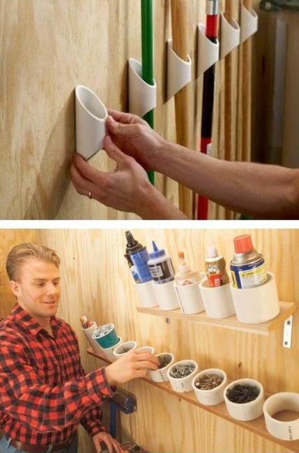 Ingenious Small Storage Ideas, 55 DIY Plastic Pipe Repurposing Projects Plastic Pipe Ideas, Pvc Storage Ideas, Parts Storage Ideas, Cheap Storage Ideas, Garden Tool Storage Ideas, Pipe Diy Projects, Pvc Pipe Storage, Paddle Storage, Small Storage Ideas