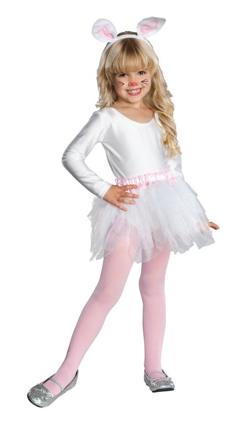 Bunny Costume Kids, Bunny Ballerina, Toddler Girl Ballet, Bunny Makeup, Ballerina Kids, White Leotard, Bunny Halloween Costume, Rabbit Costume, Bunny Ears Headband