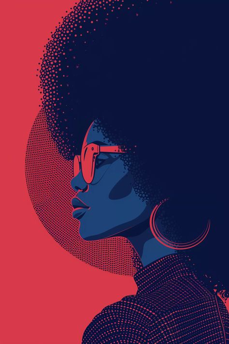 This digital artwork is a one-of-a-kind NFT that features a woman wearing glasses against a red background. The piece is created using generative art techniques, and it is a beautiful and unique addition to any collection.

#nft #digitalart Black Woman Profile Photography, Royal Blue Art Painting, Afro Pop Art, Afrocentric Art Inspiration, Afro Painting Black Art, Simple Illustration Style, Art Profile Picture, Woman Wearing Glasses, Woman With Glasses