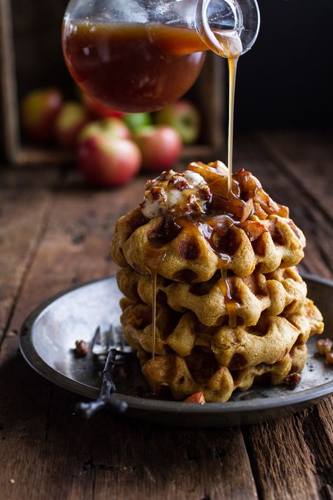 Cider Pumpkin Waffles?! Oh, dear. There goes our healthy breakfast. And lunch and dinner. Because this is now what we'll be eating all day. :) Pecan Butter, Half Baked Harvest Recipes, Pumpkin Waffles, Harvest Recipes, Oreo Dessert, Half Baked Harvest, Spiced Apples, Pancakes And Waffles, Breakfast Brunch Recipes