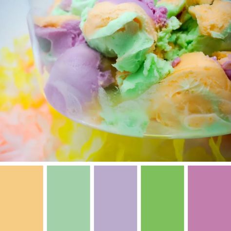 Cake Color Palette, Rainbow Sherbet Punch, Color Thesaurus, Hawaiian Rainbow, Sherbet Punch, Food Inspired, Rainbow Sherbet, Color Schemes Colour Palettes, Colour Ideas