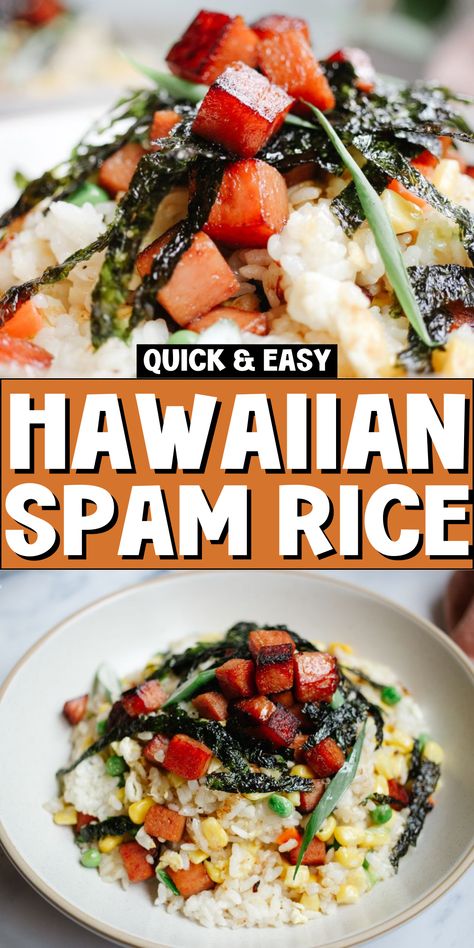 Discover the delicious fusion of flavors in this Musubi Spam Fried Rice! Perfect for fans of Hawaiian food, this dish combines the best of spam fried rice with a unique twist. Learn how to cook spam in a whole new way with this hawaiian musubi recipe. Featuring a tasty musubi sauce recipe and authentic musubi rice recipe, it's one of the best Hawaiian spam recipes you'll find. This dish is also a great addition to your collection of sushi recipes and fried spam delights. Musubi Rice Recipe, Hawaiian Musubi, Hawaiian Spam Recipes, How To Cook Spam, Musubi Sauce, Musubi Spam, Spam Recipes Dinners, Spam Musubi Recipe, Musubi Recipe