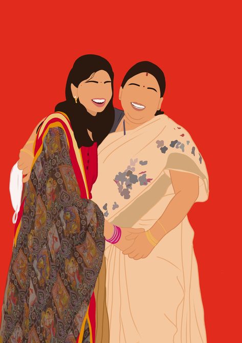 Indian Mom Illustration, Mother Daughter Movies, Dress Illustration Art, Mehndi Classes, Mom Drawing, Indian Contemporary Art, Instagram Black Theme, Tattoo Posters, Bengali Art