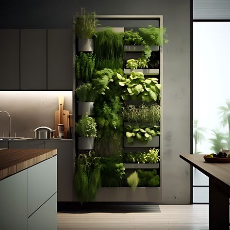 Kitchen Trends 2025 | Kitchen Design Ideas Live Herb Wall, Kitchen Living Wall, Living Herb Wall Kitchen, Herbs Wall Kitchen, Herbs On Wall, Hydroponic Wall Garden Indoor, Vertical Garden Wall Indoor Kitchen Herbs, Home Vertical Garden, Herb Wall In Kitchen