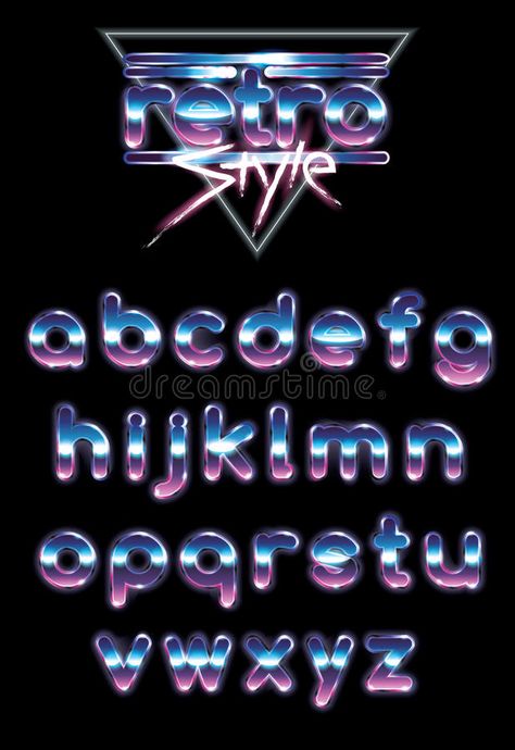 Shiny gradient retro 80s alphabet vector letters stock illustration Illustrator Gradient, Vector Letters, Vector Alphabet, Neon Letters, 1980s Style, S Alphabet, 80s Theme, Cat Logo, The 80's