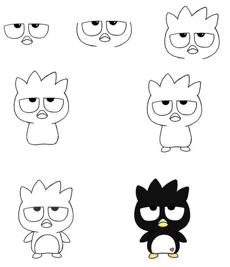 Create Cute Badtz Maru Drawing In seven Easy Steps Badtz Maru Drawing, Cute Easy Doodles, Kitty Cartoon, Hello Kitty Crafts, Badtz Maru, Hello Kitty Coloring, Hello Kitty Characters, Kitty Drawing, Hello Kitty Drawing