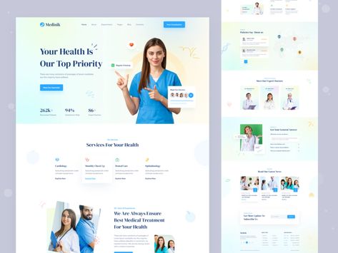 Medinik | Medical Healthcare Service Website Landing Page - v1 by Mahmudul Hasan Manik for Devignedge on Dribbble Hospital Images, Healthcare Website, Medical Website, Medical Website Design, Service Website, Uiux Design, Website Landing Page, Web Project, Wordpress Website Design