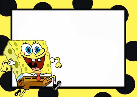 Printable SpongeBob Invitation Spongebob Name Tag, Spongebob Template, Spongebob Invitations, Printable Spongebob, Cute Spongebob, Kids Party Planning, Name Tag Templates, Spongebob Birthday Party, Free Printable Invitations Templates