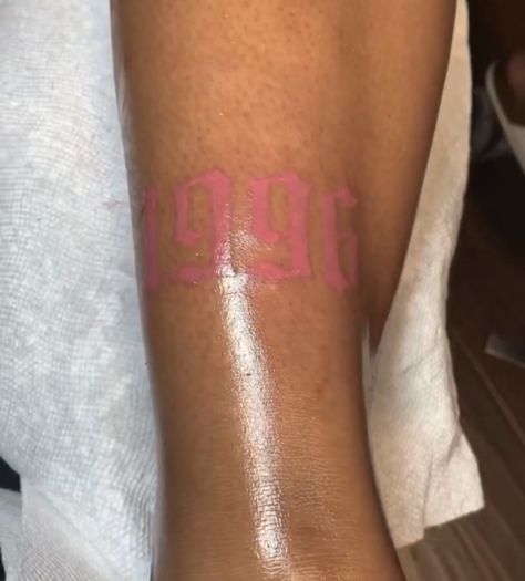 Pink Tattoo On Brown Skin, Light Pink Tattoo, Tattoo On Brown Skin, Pink Ink Tattoo, Pink Tattoo Ink, Pastel Tattoo, Pink Tattoo, Pretty Hand Tattoos, Matric Dance