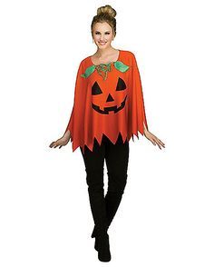 Adult Pumpkin Poncho - Spirithalloween.com Poncho Costume, Pumpkin Halloween Costume, Cape Costume, Halloween Family, Pumpkin Costume, Fun World, Easy Costumes, Fantasias Halloween, Pumpkin Theme