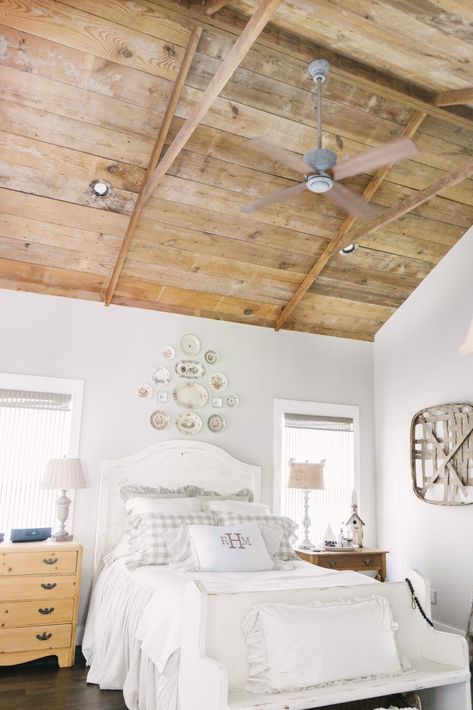 Reclaimed Wood Ceiling, Add Character To Your Home, Wood Ceiling, Beautiful Bedroom, Bedroom Ceiling, House Doors, Pole Barn Homes, My Bedroom, Home Additions