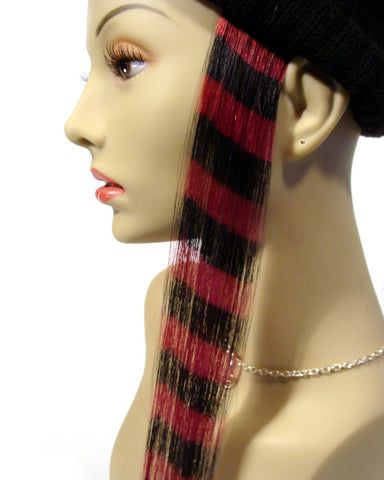 How To Make Hairstyle, Raccoon Tail Hair, Black Scene Hair, Strip Hair, Raccoon Tail, Hair Stripes, Hairstyle For Medium Hair, Black Red Hair, Pretty Rainbow