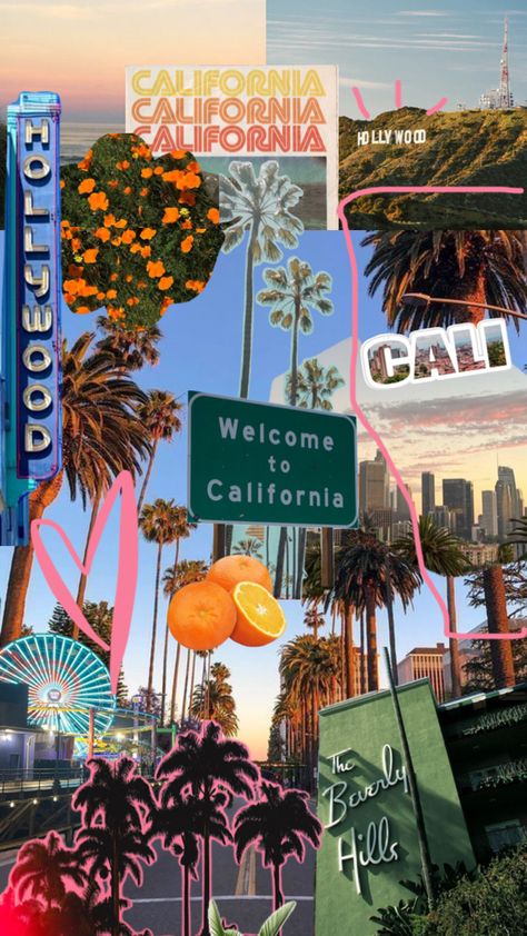 California Aesthetic Collage, Pacific Palisades California, Los Angeles Collage, Los Angeles Vibes, California Collage, La Aesthetic, California Christmas, Summer Wallpapers, Iphone Lockscreen