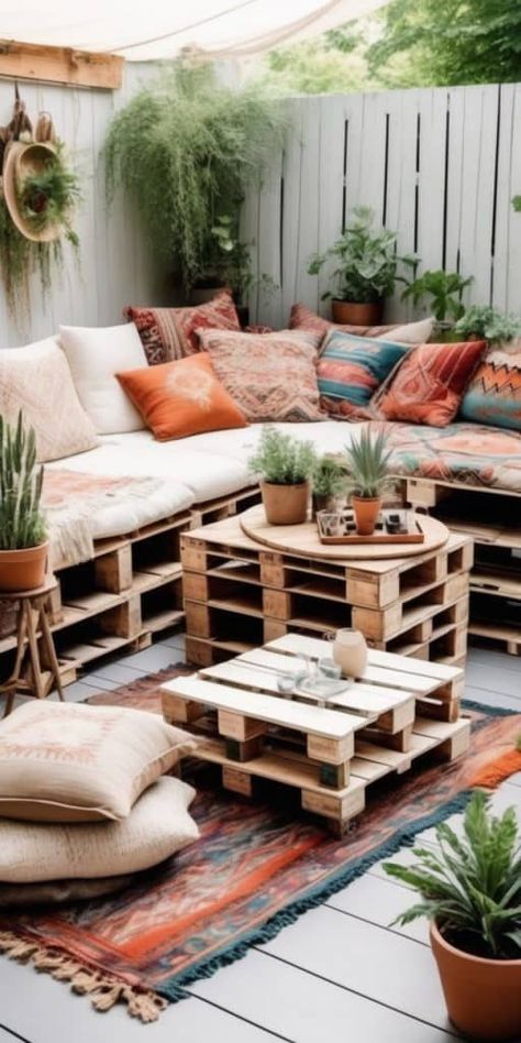 Get inspired to live a healthier lifestyle with these wellness products and tips! Click to see more wellness inspiration. Mismatched Patio Furniture, Bohemian Patio Decor, Bamboo Patio, Repurposed Pallets, Indian Inspired Decor, Africa Craft, Bohemian Patio, Garden Nook, African Inspired Decor