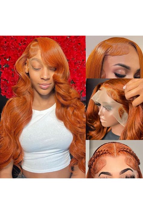 KeaBalo Ginger Orange Lace Front Wigs Human HairPre Plucked with Baby Hair Body Wave 13x4 HD Lace Frontal Wigs Human Hair Colored 150% Density Brazilian 88J Wigs for Women 22 Inch Ginger Hair Dyed, Hd Lace Frontal Wigs, Human Hair Color, Lace Frontal Wigs, Blonde Lace Front Wigs, Lace Front Wigs Human Hair, Glam Makeup Look, Pretty Braided Hairstyles, Girls Hairstyles Braids