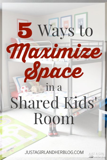 I can't believe how much function she fit into this shared kids' room! So many great ideas for maximizing space! | Just a Girl and Her Blog Small Shared Bedroom, Boy And Girl Shared Bedroom, Shared Boys Rooms, Kids Rooms Shared, Kids Shared Bedroom, Small Kids Room, Shared Kids Room, Shared Bedroom, Shared Room