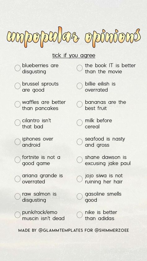 Unpopular Opinion Questions, Unpopular Opinions List, Youtube Questions, Snapchat Question Game, Snapchat Questions, Instagram Story Questions, Instagram Questions, Fun Questions, Teacher Must Haves