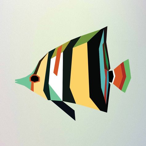 Geometric Fish Drawing, Aquatic Design, Animal Design Illustration, Ocean Drawing, Watercolor Paintings Of Animals, Landscape Painting Tutorial, Poly Art, Polygon Art, Ocean Fishing