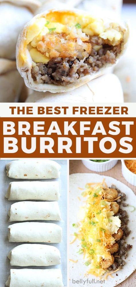 Weekday mornings just got easier with these delicious Make-Ahead Freezer Breakfast Burritos! Loaded with eggs, tater tots, sausage, and cheese! Great for breakfast on the go, camping, hiking, regular breakfast or even dinner. Freezer Breakfast Meals, Make Ahead Breakfast Burritos, Breakfast Burritos Frozen, Freezer Breakfast Burritos, Freezable Meals, Breakfast Burritos Recipe, Frozen Breakfast, Breakfast Prep, Freezer Meal Prep