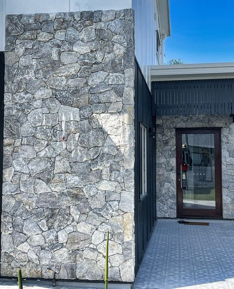 We can’t get enough of these home renovations! 🙌 Another happy customer chose our Loose Stone Wall Cladding in Misty Grey to add an extra level of elegance to their home. Loving what you see? Drop us a ❤️ and shop online to begin your home transformation. #loosestone #freeform #wallcladding #mistygrey #doorway #welcomehome #elegant #homereno #remodel Grey Stone Cladding, Reclaimed Brick Garden, Feature Wall Cladding, Stone Feature Wall, Wooden Cladding, Wall Cladding Panels, Paver Tiles, Stone Wall Cladding, Grey Quartz