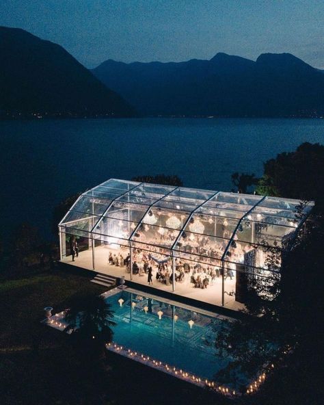 Event Venue Design, Glass House Wedding, Outdoor Tent Wedding, Event Venue Spaces, Clear Tent, Italy Villa, Events Place, Modern Wedding Venue, Festival Bride