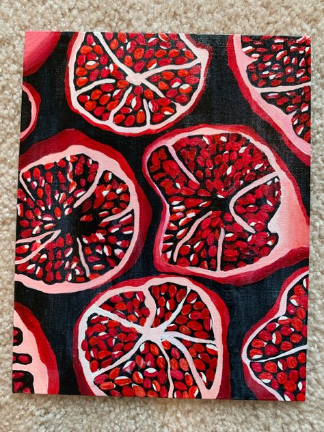 Red Fruit Painting, Food Art Canvas, Fun Fruit Painting, Fruit Art Painting Acrylics, Small Fruit Paintings, Painting Fruit Acrylic, Easy Fruit Painting Ideas, Canvas Painting Ideas Fruit, Acrylic Painting Ideas Fruit