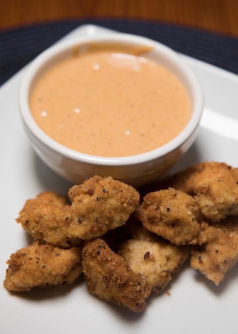 Fried Wild Turkey Nuggets with Honey Mayo Sauce | Virginia DWR Fried Turkey Nuggets, Wild Turkey Nuggets Fried, Wild Turkey Breast Recipes, Turkey Nuggets, Antelope Recipes, Turkey Schnitzel, Hunting Recipes, Turkey Marinade, Hunting Food