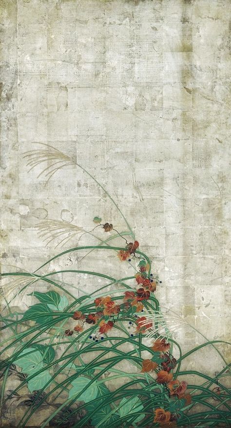 Sakai Hoitsu, Rinpa School, Autumn Flowering Plants, Folding Screens, Japanese Interiors, Japanese Screen, Japan Painting, Screen Painting, Japanese Artwork