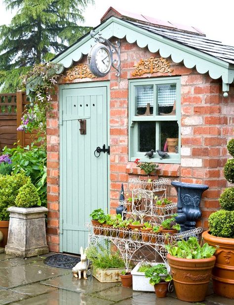 Garden shed ideas – project ideas and designs for outdoor rooms Simple Outhouse, Brick Shed, Renovation Facade, Cottage Garden Sheds, Garden Shed Ideas, Small Garden Shed, Shed Ideas, Cottage Garden Design, Backyard Sheds