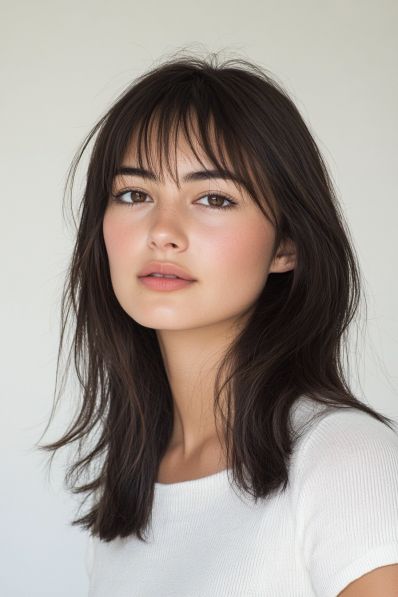 18  Wispy Bangs Haircut Ideas Wispy Hair Bangs, Wispy Front Bangs With Face Framing, Straight Hair Wispy Bangs, Very Wispy Bangs, Medium Length Hair With Wispy Bangs, Wispy Bangs Square Face, Wispy Bangs Straight Hair, Haircuts With Wispy Bangs, Wispy Bangs Haircut