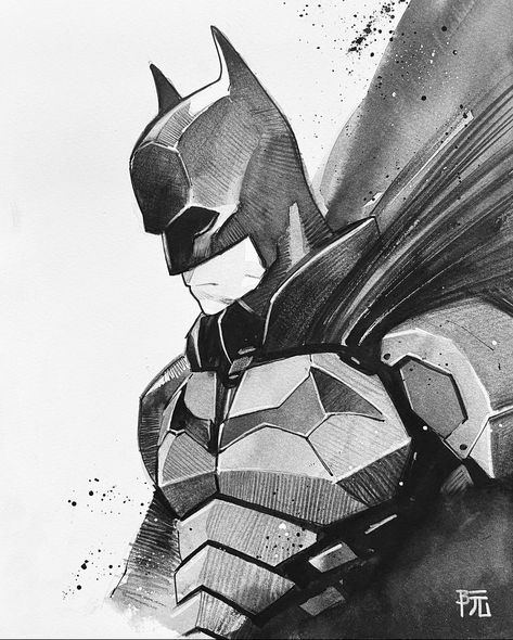 Batman Drawing Sketches, The Batman Art, Superhero Drawing, Batman Art Drawing, Batman Drawing, Drawing Superheroes, Harley Quinn Artwork, Batman Poster, John Cooper