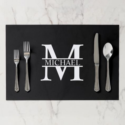 Masculine Monogram, Housewarming Party Favors, Placemat Wedding, Personalised Placemats, Housewarming Party Invitations, Paper Placemat, Wedding Name, Housewarming Party, Personalized Monogram