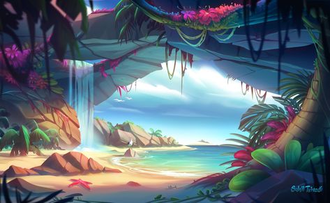 ArtStation - Cove Environment Art, Sahil Trivedi Tomer Hanuka, Otto Schmidt, Digital Art Drawing, Environment Art, Landscape Concept, Landscape Scenery, Fantasy Art Landscapes, Fantasy Concept Art, Landscape Illustration