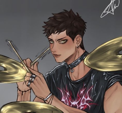 Iwazumin Hajime Fanart, Guy Lifting Up His Shirt Reference, Drummer Character Design, Drummer Reference, Drummer Oc, Anime Drummer, Iwaizumi Hajime Fanart, Drummer Drawing, Haikyuu Iwaizumi