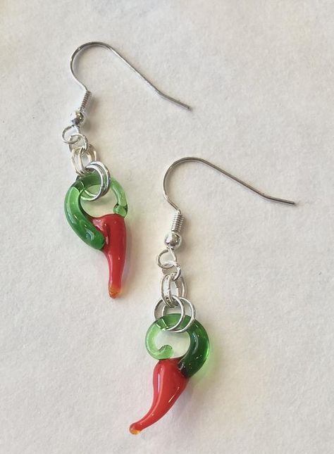 Pepper Drops, Loki Bracelet, Pepper Earrings, Cactus Jewelry, Cactus Earrings, Chainmaille Bracelet, Hot Pepper, Nickel Free Earrings, Best Gifts For Her