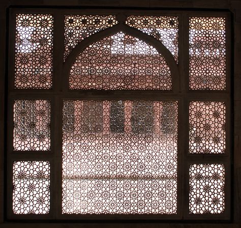 #Mughal #Islamic #Dynasty #Jali #Screen #Stone #Ornamental #Latticework #Symmetrical #Pattern #Geometric #Design #Art #Architecture #FatehpurSikri #India #World Lattice Screen, Moroccan Architecture, Jaali Design, Mughal Architecture, Islamic Patterns, Metal Clock, Indian Architecture, Islamic Design, Privacy Fence