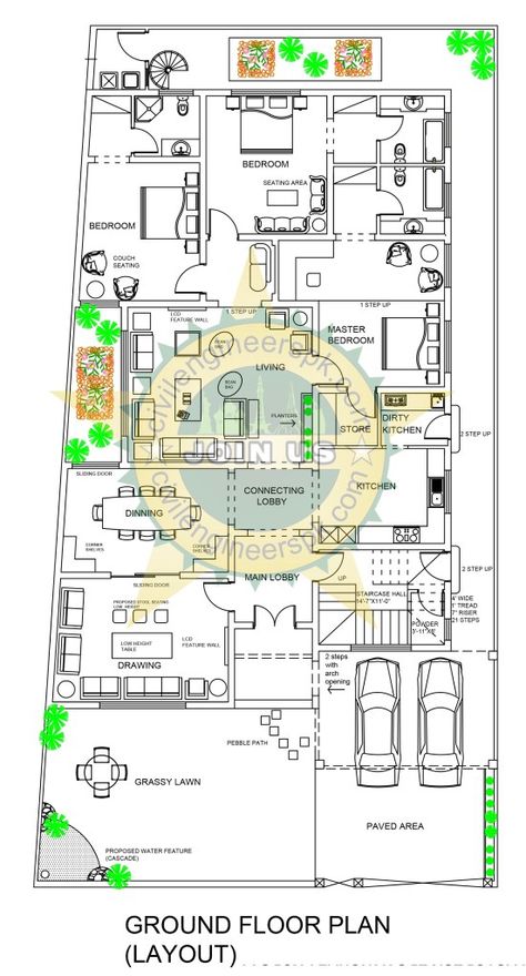 New 1 Kanal House Plan - Civil Engineers PK 1 Kanal House Plan, Kanal House Plan, 10 Marla House Plan, Drawing House Plans, Double Storey House Plans, Modern House Floor Plans, Bungalow Floor Plans, Indian House Plans, Affordable House Plans