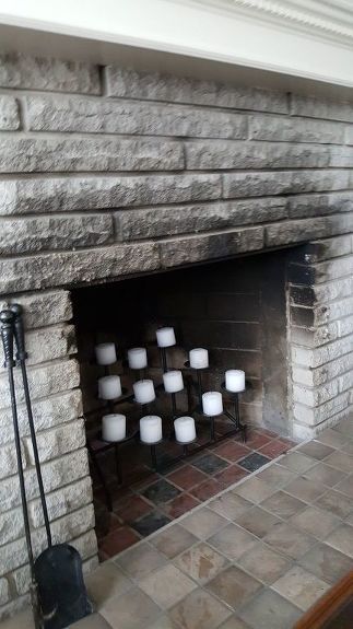 Hello.   I have a stone/brick fireplace (1950's angel stone??) that has soot and smoke stains.  Can anyone tell me how to remove this.  Thanks.  Will be greatly appreciated.    Cause of the soot damage has now been corrected. Stone Brick Fireplace, Remove Fireplace, How To Clean Stone, How To Clean Brick, Painted Brick Fireplace, Clean Fireplace, Cleaning Stone, Cleaning Painted Walls, Rock Fireplaces