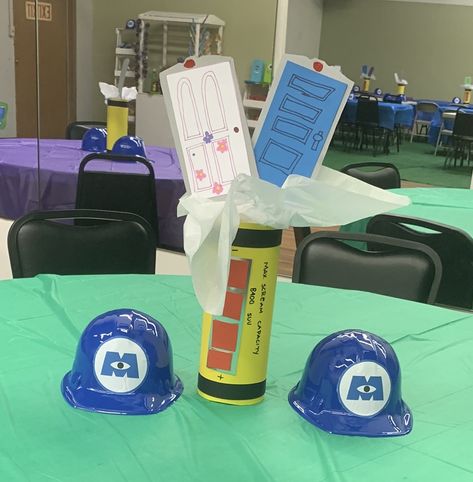 Monsters Inc Table Centerpiece, Monsters Inc Table Decorations, Monster Inc Centerpieces, Monsters Inc Centerpieces, Monsters Inc Baby Shower, Monsters Inc Baby, Monster 1st Birthdays, Monster Inc Birthday, Disney Baby Shower