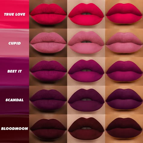 Dark Lipstick For Brown Skin, Dark Shade Lipstick, Different Lipstick Shades, Lipstick With Purple Dress, Dark Skin Lipstick Shades, Dark Pink Lipstick Makeup, Lipstick Color Guide, Purple Lipstick Makeup, Aya Couture