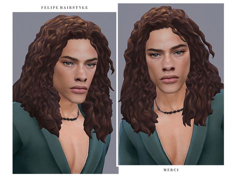 Sims 4 Curly Hair, Long Curly Hair Men, Sims 4 Hair Male, Curly Undercut, Curly Mullet, Medium Curly, Medium Curly Hair Styles, Sims Four, Sims Hair