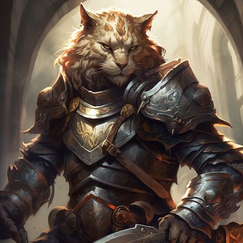 Dnd Tabaxi Fighter, Leonin D&d, Tabaxi Fighter, Artificer Dnd, Anthro Cat, Aliens History, Victorian House Plans, Dnd Character Art, Npc Ideas