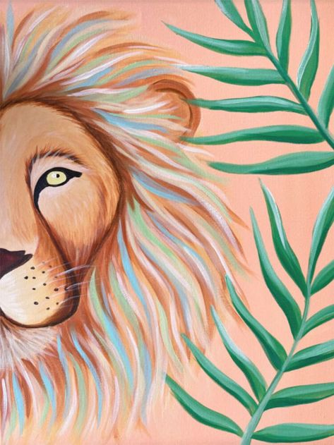 For the Kings and Queens of the pride, come Into The Lion’s Den for a roaring session painting the jungle leader! #pinotandpicasso #paintandsip #sipandpaint #intothelionsden #lionart #jungleart #minimalart Lion Painting Acrylic, Jungle Painting, Jungle Lion, Pastel Icons, Lion's Den, Fund Raiser, Painting Kids, Coaching Skills, Lion Painting