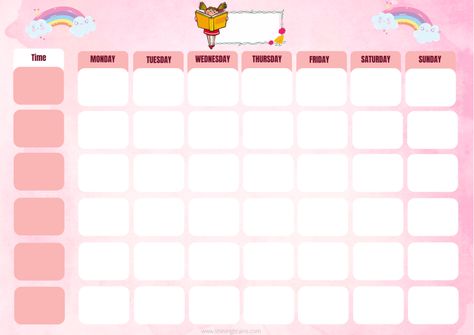 Timetable Template Free Printable, Weekly Timetable Template, Printable Timetable, Weekly Timetable, Dry Erase Planner, Free Printable Alphabet Worksheets, Daily Schedule Kids, Timetable Template, Table Planner